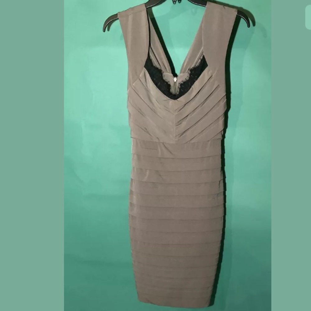 BCBGMaxazria Taupe Layered BodyCon Dress